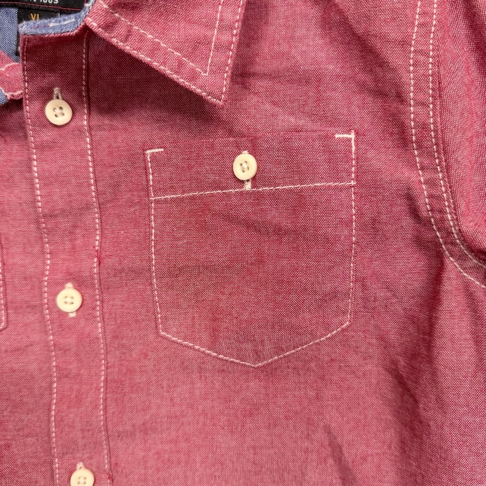 Lee Boys Red Chambray Long Sleeve Button-Down Shirt Size XL (7) - Picture 5 of 8